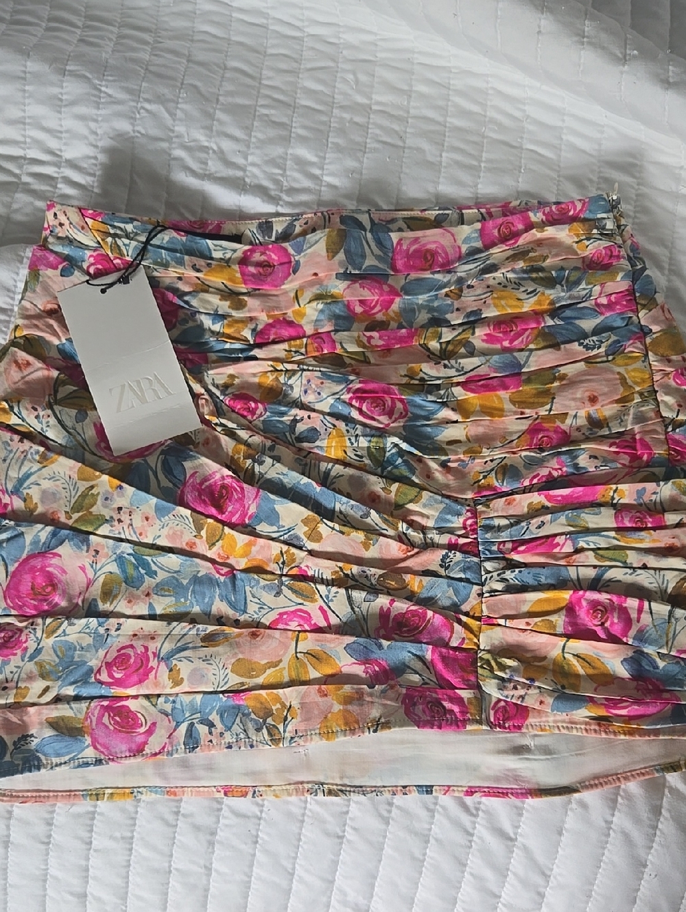 Zara Multicolor Floral Pleated Mini Skirt NWT
